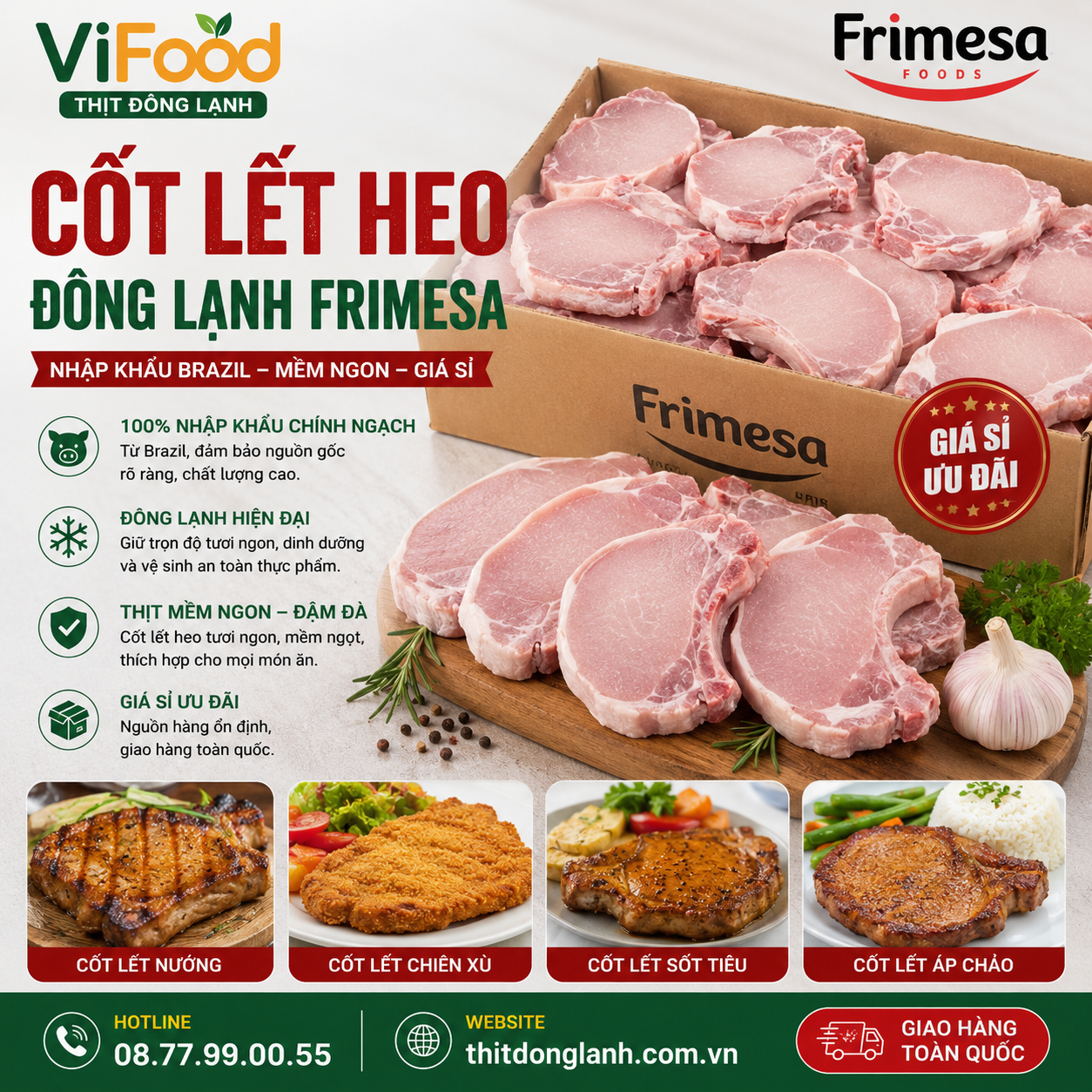 Cốt Lết Heo Đông Lạnh Frimesa Giá Sỉ